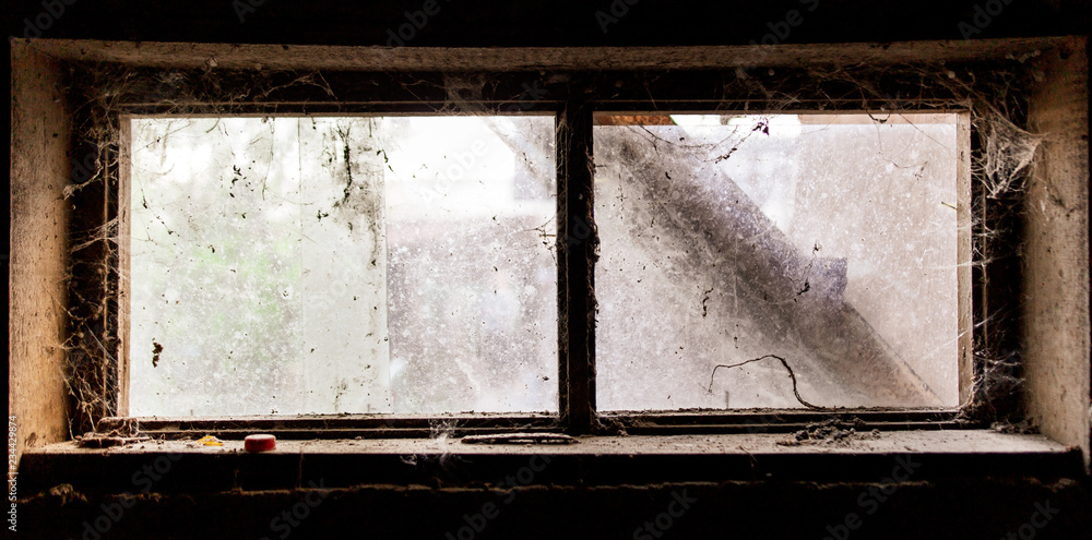 Canvas Prints old window in dark barn as background