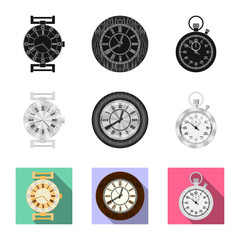 Plakat Vector illustration of clock and time sign. Set of clock and circle stock vector illustration.