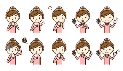 女性　スマートフォン  セット