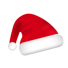 Santa Hat isolated on white background. Christmas decoration. Vector illustration.