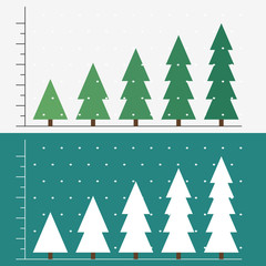 Winter or christmas theme simple infographic template with snowy forest.