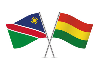 Namibia and Bolivia flags. Vector illustration.