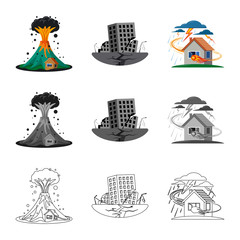 Fototapeta premium Vector design of natural and disaster icon. Set of natural and risk vector icon for stock.
