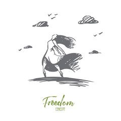 Happiness and freedom concept. Hand drawn isolated vector. © drawlab19