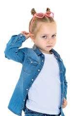 Little girl in sunglasses.