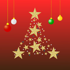 Fototapeta na wymiar golden star in Christmas tree background.