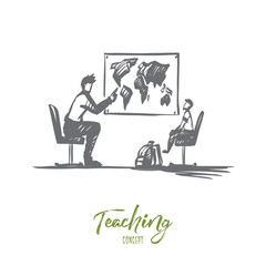 Father, son, family, parenting, teaching concept. Hand drawn isolated vector.