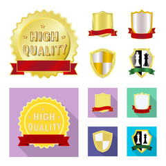 Vector illustration of emblem and badge icon. Set of emblem and sticker vector icon for stock.