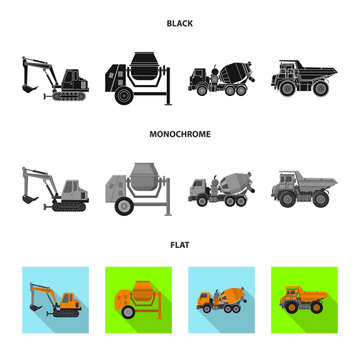 Vector design of build and construction icon. Set of build and machinery vector icon for stock.