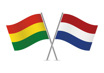 Bolivia and Netherlands flags. Vector illustration.