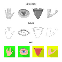 Vector design of human and part sign. Collection of human and woman stock symbol for web.