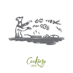 Cooking, chef, food, dish concept. Hand drawn isolated vector.