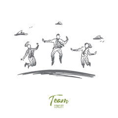 Business, team, success, teamwork concept. Hand drawn isolated vector.