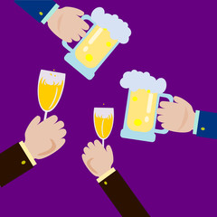 Business man hold a soft drink for celebrating and have fun.