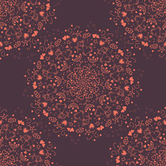 Vector seamless pattern with abstract ornament. Round mandala pattern for printing on fabric or paper. Ornamental doodle floral background. template for the cover fabric, books. Modern design for the © dulya