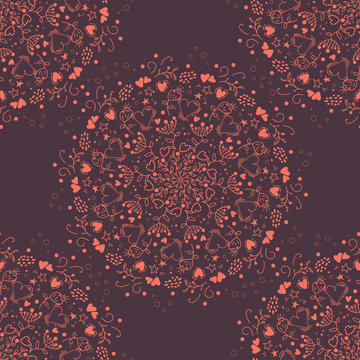 Vector seamless pattern with abstract ornament. Round mandala pattern for printing on fabric or paper. Ornamental doodle floral background. template for the cover fabric, books. Modern design for the