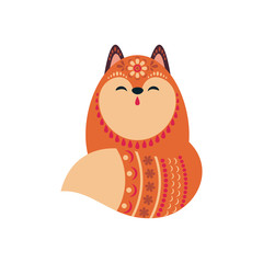 Cute fox in ethnic style. Vector illustration isolated on a white background.