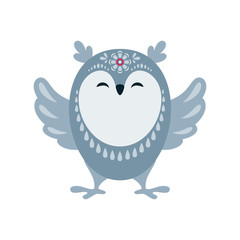 Cute bird in ethnic style. Vector illustration isolated on a white background.