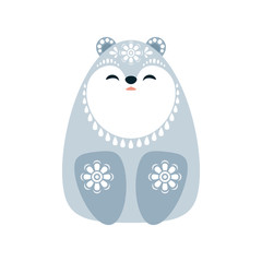 Cute bear in ethnic style. Vector illustration isolated on a white background.