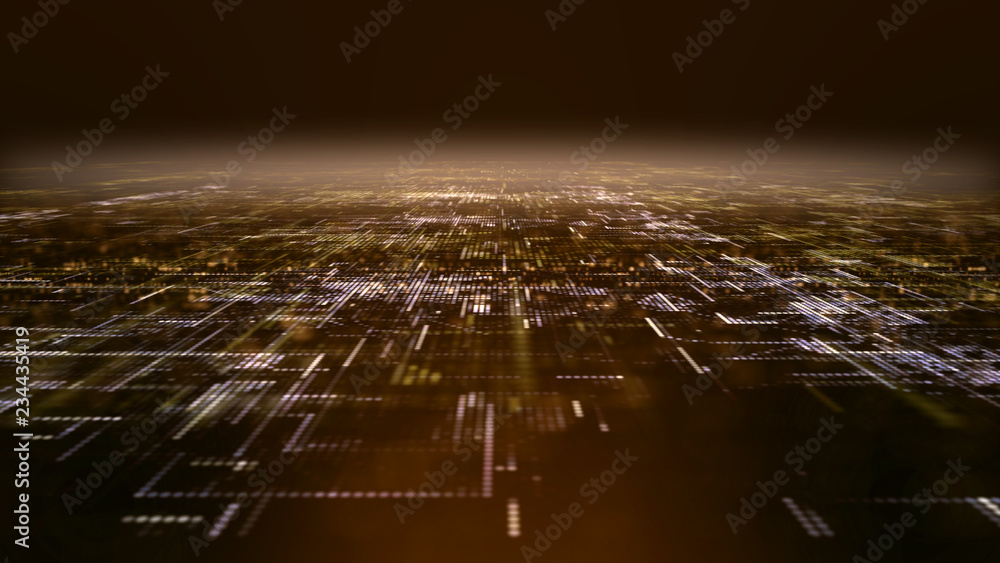 Aufkleber futuristic digital matrix particles grid virtual reality abstract cyber space environment background