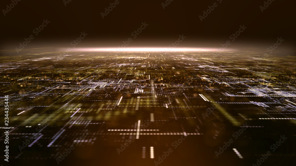 Poster futuristic digital matrix particles grid virtual reality abstract cyber space environment background