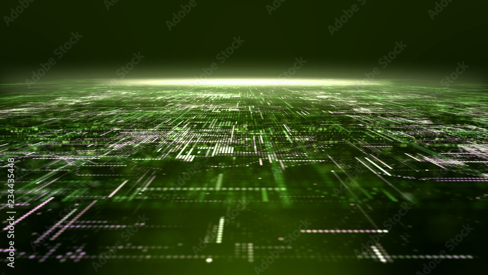 Leinwandbilder futuristic digital matrix particles grid virtual reality abstract cyber space environment background