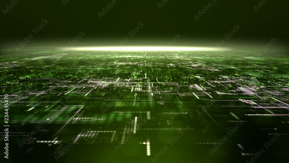 Fototapete futuristic digital matrix particles grid virtual reality abstract cyber space environment background