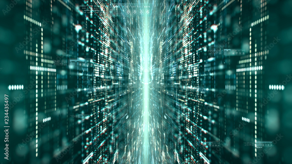 Poster futuristic digital matrix particles grid virtual reality abstract cyber space environment background