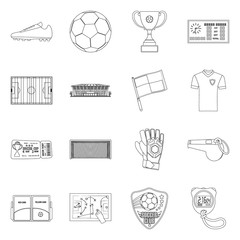Vector design of soccer and gear sign. Set of soccer and tournament stock symbol for web.