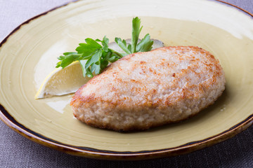 Fried breaded chicken cutlet