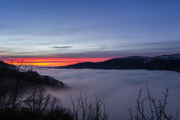 sunset over the lake