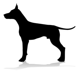 A detailed animal silhouette of a pet dog