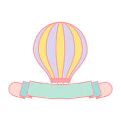 Cute pastel hot air balloon banner vector