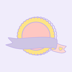 Cute pastel round seal vector