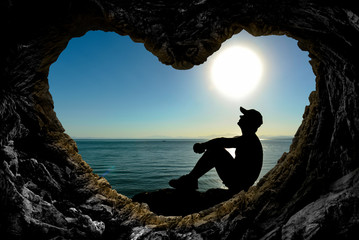 holiday,sea,exploration and wonderful relaxing cave