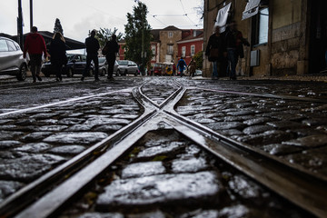 Rainy day in Lisbon, Portugal.