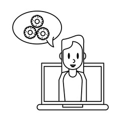 Woman working on laptop