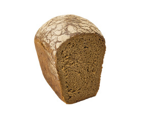 Loaf of grey bread isolated on white background