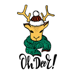 Doodle color Christmas icon. Cute hand drawn design element for you. Merry Christmas and New Year symbols, lettering. Vector illustration