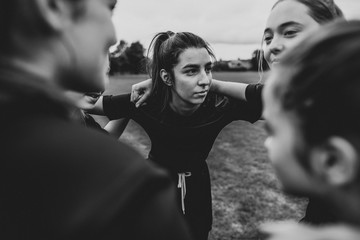 Rugby players gathering before a match