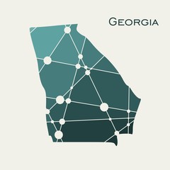 Image relative to USA travel. Georgia state map textured by lines and dots pattern