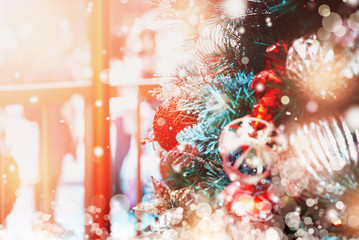 Fototapeta na wymiar christmas background, xmas decoration and winter concept