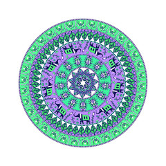 Obraz premium Vector ornamental mandala, tribal pattern with many details: birds, elephants, leaves, flowers, and more. Arabic, indian, african motif for background, cards, logo, banner, label, t-shirt, etc