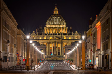 Fototapeta na wymiar Saint Peter's Basilica in the Vatican City. It is one of the Main Attraction in Rome and The Main Symbol of Christianity