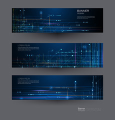 Vector banner set design circuit board. Illustration Abstract modern futuristic, engineering, technology background. Futuristic digital science technology concept for web banner template or brochure