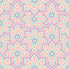 Seamless mandala pattern, repeating round print. Abstract floral background in the ethnic style. Arabic, indian, asian motif for fabric, web page, gift wrap, card, cover, wallpaper, and more. Vector