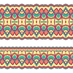 Ethnic seamless border. Hand drawn illustration