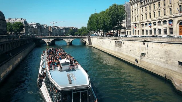 River Seine and Tourist Boat