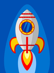 Rocket launch, start spaceship. Concept of start business product on a market, run startup project.
