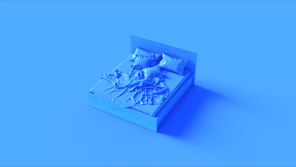 Blue Bed 3d illustration 3d rendering